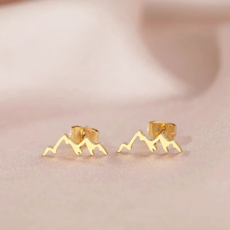 Boucle d'Oreille Acier Inoxydable Forme Montagne – Image 3